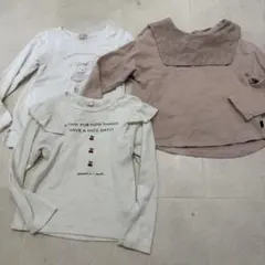 長袖カットソー 3点セット ホワイト ピンク　110