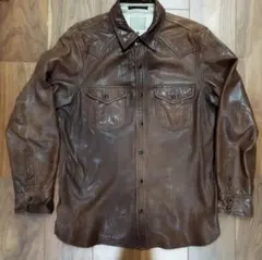 90s BANANA REPUBLIC ラムレザー 羊革 ウエスタンシャツ