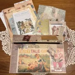 コラージュ封筒 素材セット70点 ヴィンテージ 紙もの おすそ分け
