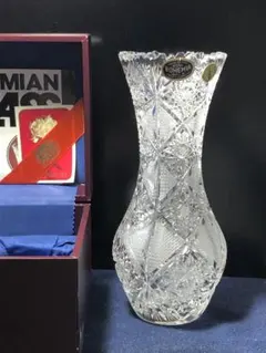[未使用] ボヘミアクリスタル 花瓶 ヴィンテージ ハンドカット 正規輸入品