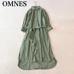 【オムネス】ロングシャツワンピース（フリー）ウエストリボン ラウンドヘム 綿のサムネイル