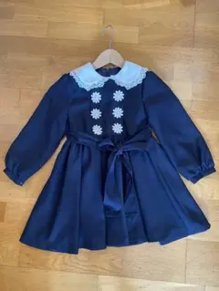 ネイビー花モチーフワンピース　入学式