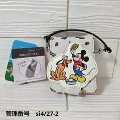 ミッキーマウスのピクニック　ポーチ ミラー付き　ディズニー　メイクポーチ 茶色