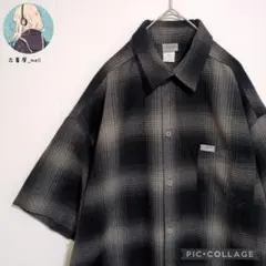 美品　カルトップ　USA製　半袖シャツ　オンブレチェック　ダークカラー　L相当