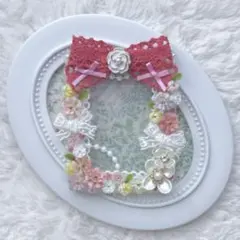 【55】B8 硬質ケース ホイップデコ 花髪飾り ローズレッドリボン