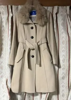 美品Burberry Bluelabel フォックスファーアンゴラロングコート