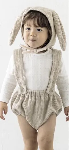 3coins スリコ お月見 うさぎボンネット うさぎサスペンダー付きブルマ