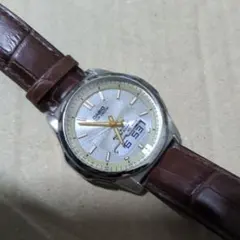 稼働品.CASIO デジタル電波ソーラー腕時計 シルバー/ブラウン