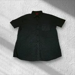 【存在感抜群】古着 幾何学柄 総柄 半袖シャツ XL ビッグサイズ【D112】