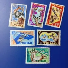8195 外国切手 チャド共和国 1965年 動物デザイン 6種