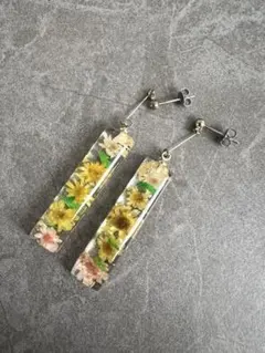 新品押し花ドライフラワーロングスイングピアス