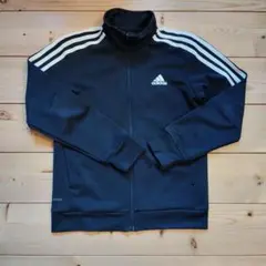 adidas 黒に近い紺色 ストライプ ジャージ 140cm 男女兼用