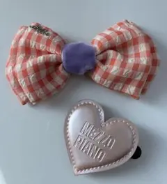 mezzo piano チェック柄リボンとヘアピンセット