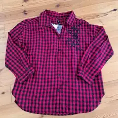 H.K. HOKYOKU 赤黒チェック刺繍シャツ