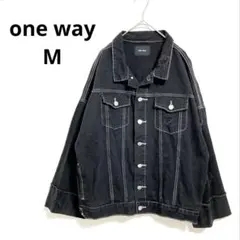 ワンウェイ　ブラックデニムジャケット ダメージ加工 オーバーサイズ Gジャン M