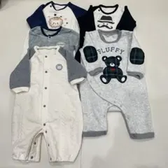 ベビー服 まとめ売り 60 70 ロンパース 長袖 長ズボン 5枚セット 秋冬
