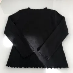 ブラックリブ編み長袖トップス