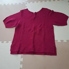 超美品☆UNIQLO ピンク 半袖ラウンドネックニットLサイズ