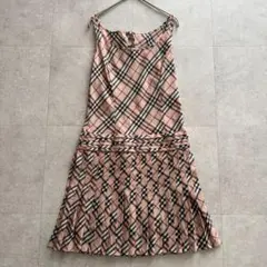 バーバリーブルーレーベル　ミニワンピ　Y2K　ノバチェック　ピンクベージュ