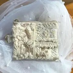 No.135◎インド刺繍リボン　フラットポーチ