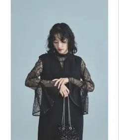 ベルスリーブスリットドレス 結婚式 同窓会 お呼ばれ ドレス ワンピース