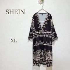 SHEIN ワンピース チュニック エスニック ペイズリー　XL 茶　ベージュ