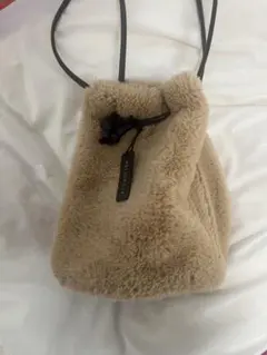 ファー巾着型ショルダーバッグ ベージュ