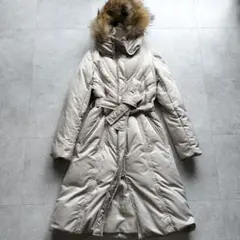 訳アリ✨️AMACA フーデットロングダウンコート 36 ベルト付き ファー