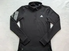 アディダス ゴルフ キッズ 長袖 ポロシャツ ブラック 袖ロゴ ジュニアXS