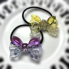 レジンリボンヘアゴム2個セット