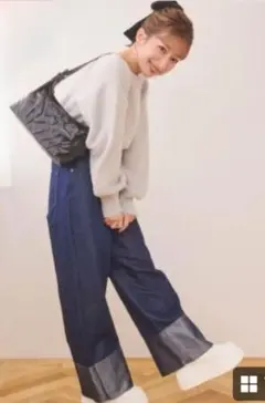 ★日曜日限定特価★Mサイズ　辻希美アンジュシャルム　ラメ　ロールアップデニム