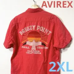 希少 AVIREX アビレックス 刺繍 綿麻 シャツ 2XL リネン サンセットのサムネイル