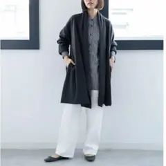 ナノユニバース LB.04 ニットガウンコート F チャコール ◆A752