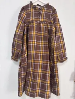 チェック柄長袖ワンピース 140