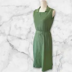 極美品 フレッドペリー ワッフル　ノースリーブ　ポロワンピース 緑　ロゴ M〜Lのサムネイル