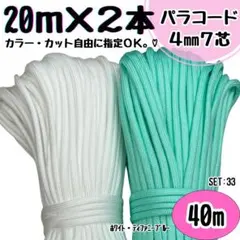 パラコード　ハンドメイド　40ｍ　白　ティファニーブルー　リード　ハーネス　首輪