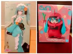 新品未開封 初音ミク 2点セット 抹茶パフェ & シャアザクぐるみ　コラボ
