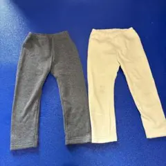 UNIQLO裏起毛レギンスグレー アイボリー 2点セット