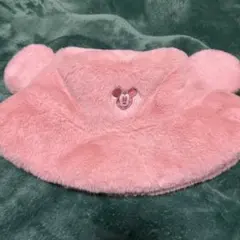 ミッキーマウス 耳付きピンク帽子　バケハ