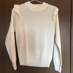 earth music&ecology アイボリー S フリルニット