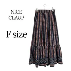 NICECLAUPロングスカート花柄ストライプティアード上品Fのサムネイル