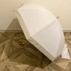 サンバリア100 折りたたみ日傘 ２段折 / ホワイト×ベージュ 木曲がり