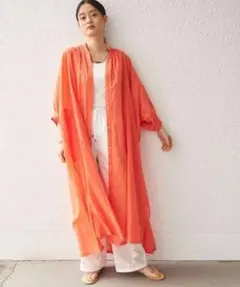 美品✨ヌキテパ　ドルマンシャツワンピース　オレンジ　オーバーサイズ　ゆったり ne quittez pas☆ ヌキテパ ドルマンシャツ ワンピース オレンジ