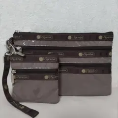 旧型・未使用 ひとりっぷ ポーチ レスポートサック トラベル パテント ブラウン