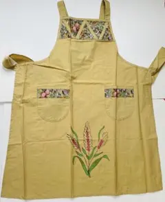 手描き花柄　エプロン Mサイズ　日本製