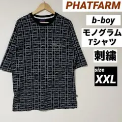 PHATFARM Tシャツ　XXL モノグラム 総柄　刺繍ロゴ　b-boy 黒