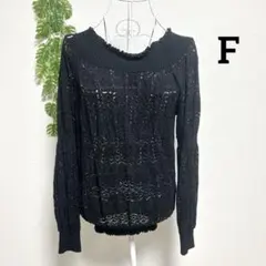 ZARAザラ・F 長袖ブラックニット レース編み ストレッチ素材 伸縮性