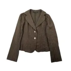 LANVIN COLLECTION シャツジャケット ストライプ 茶 S