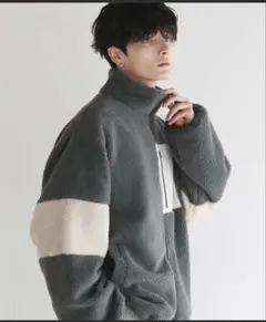 24AW】防風ボア袖ライン切替スタンドネックジャケット　ETELIO