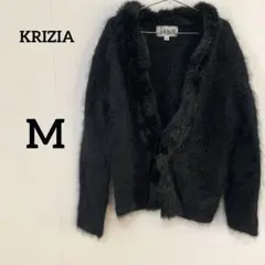 【BASIC by KRIZIA】アンゴラ混カーディガン ファー付き ブラックのサムネイル